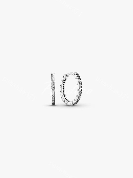 Amazon.com: PANDORA Sparkling Halo Heart Hoop Earrings  Pandora Sparkle and Pandora Logo Hoop Earrings